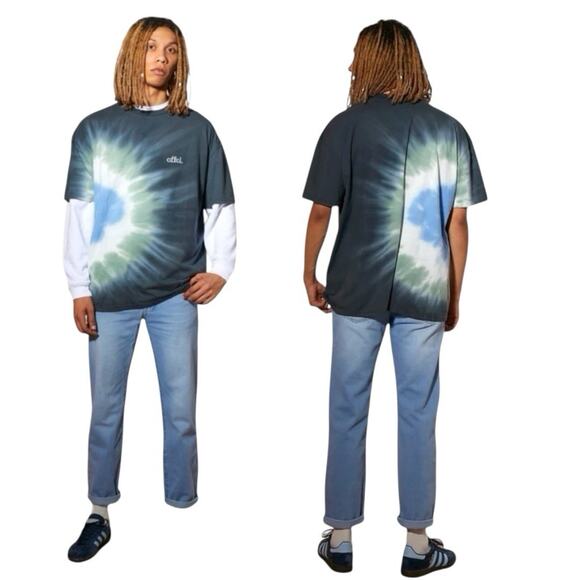 Boohoo Man T Shirt Men's L Blue Short Sleeve Official Tie Dye NWT - Picture 1 of 12